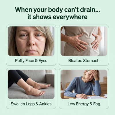When your body can't drain it shows everywhere - puffy face, bloated stomach, swollen ankles, low energy
